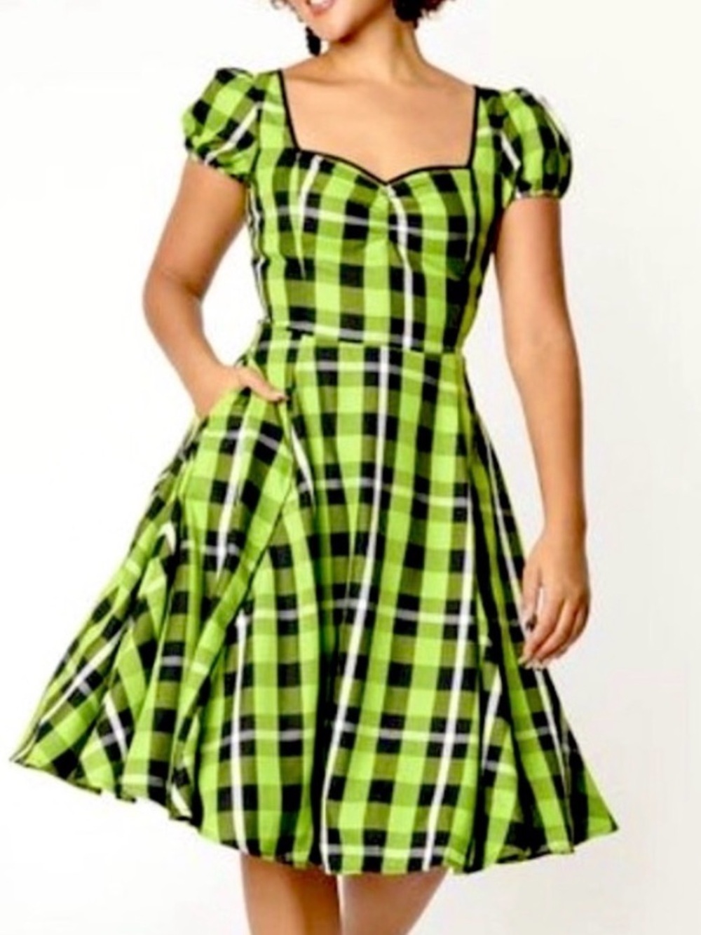 RARE!! NWOT Collectif Unique Vintage Mimi Frogs Breath Check Swing Dress M